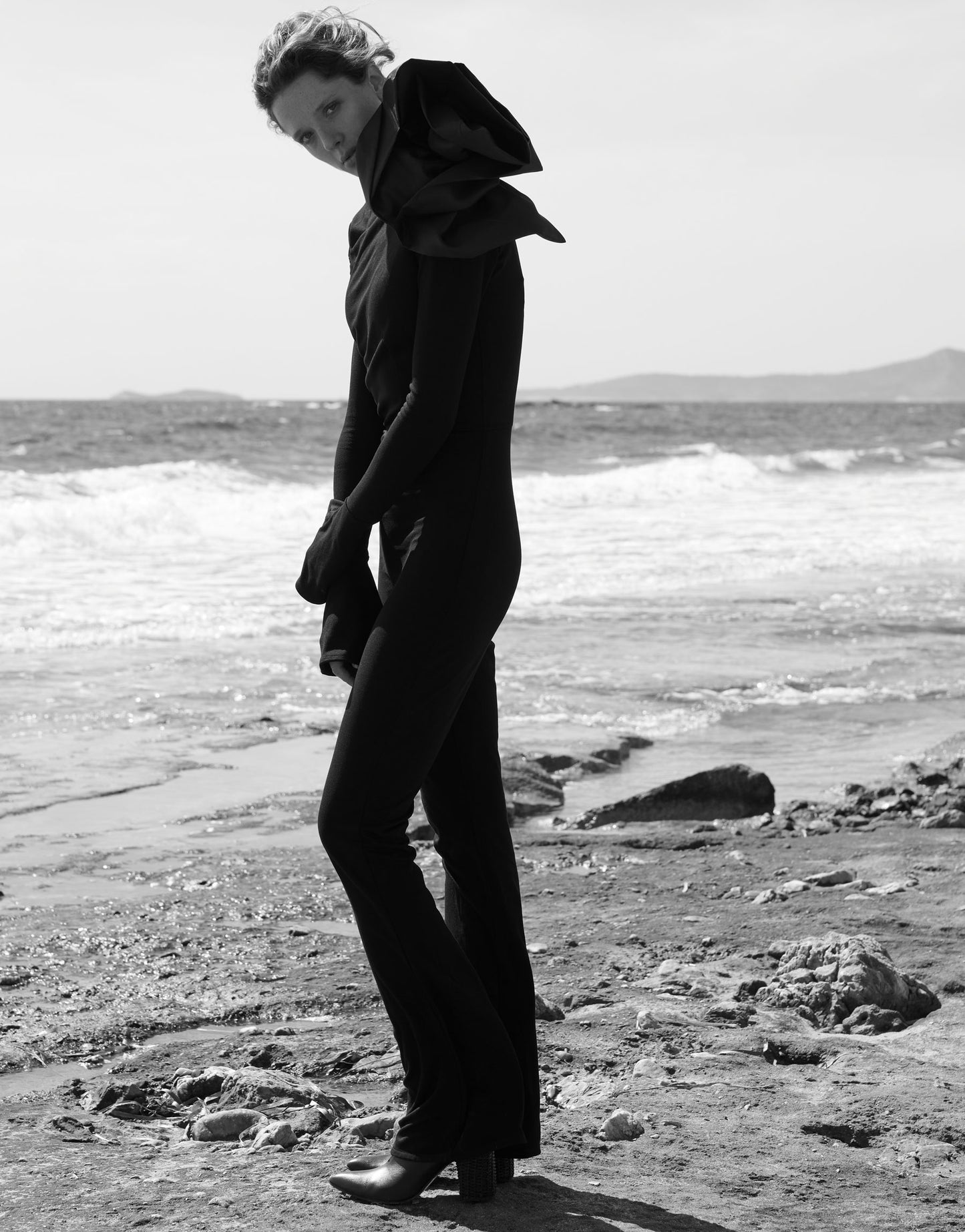 Black jumpsuit with floral décor